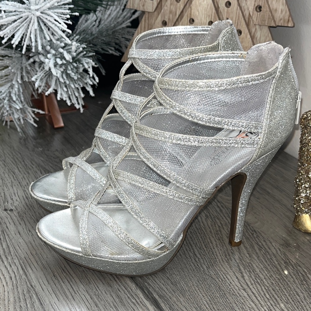 Unlisted Shimmering Silver Strappy Heels